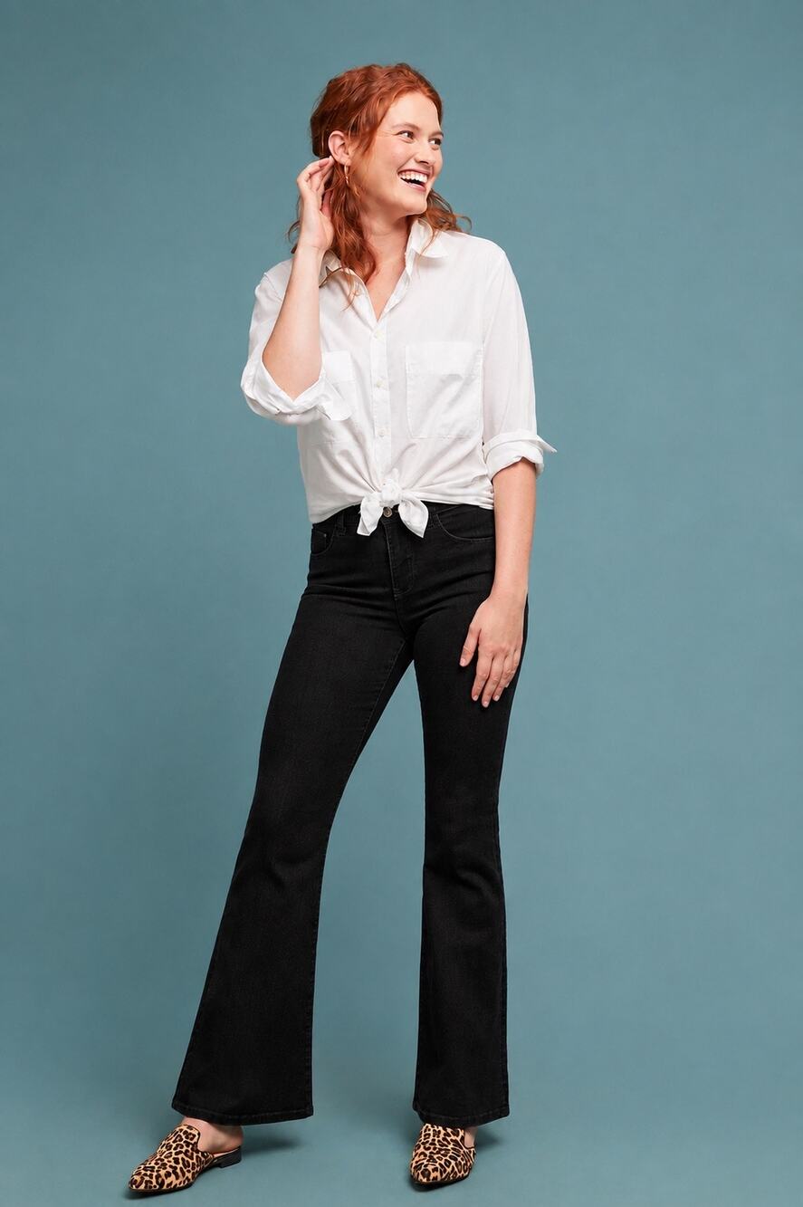NEW Pilcro High Rise Flare Jeans Black Denim Size 34